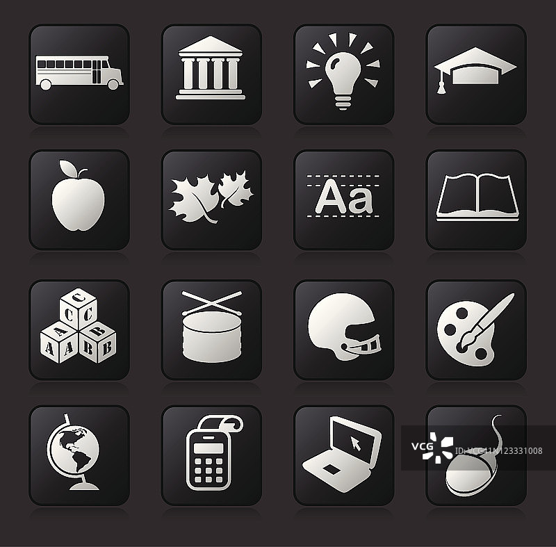 深色背景上的教育按钮套装图片素材