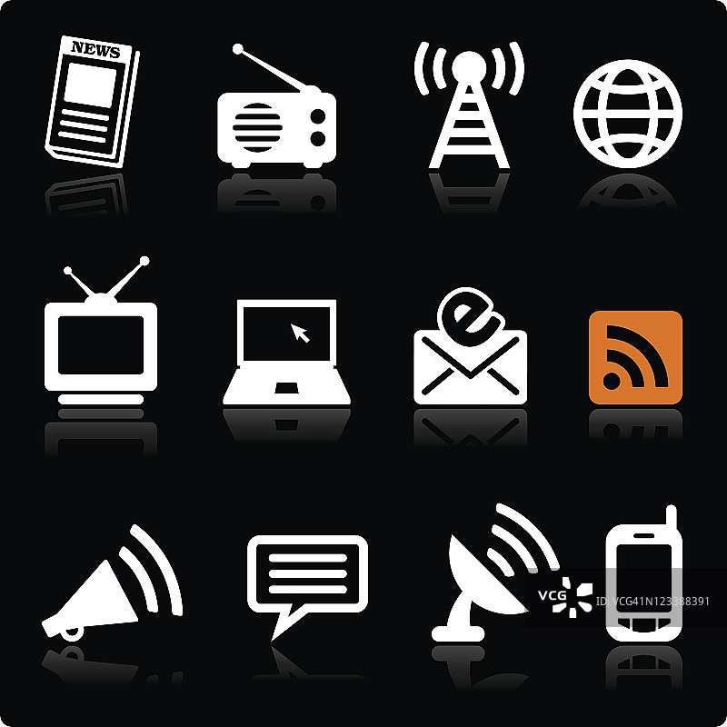 新闻黑色免版税矢量图标集图片素材