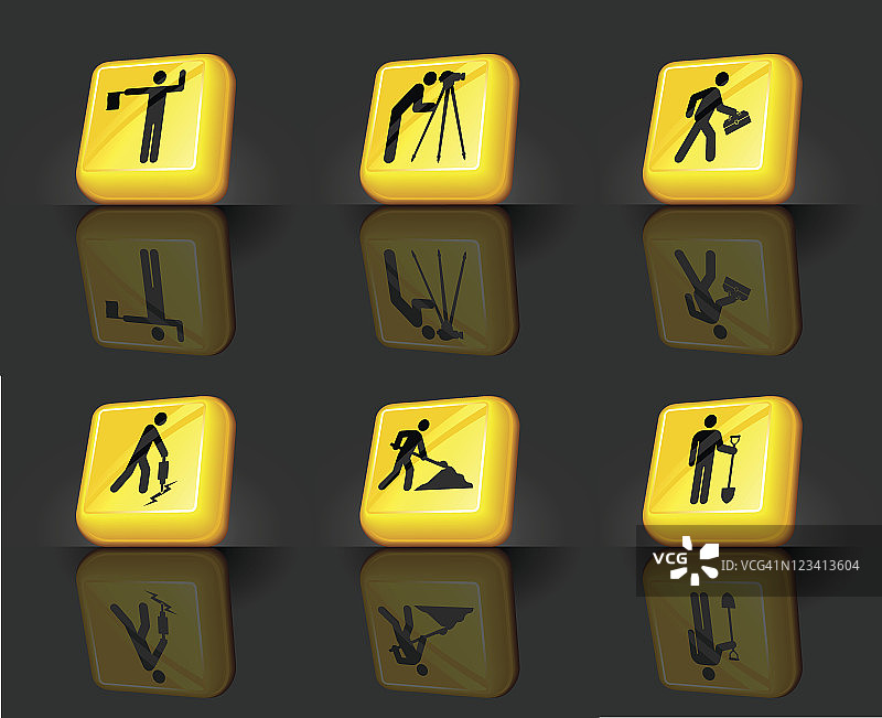 建筑工人免版税矢量图标集图片素材