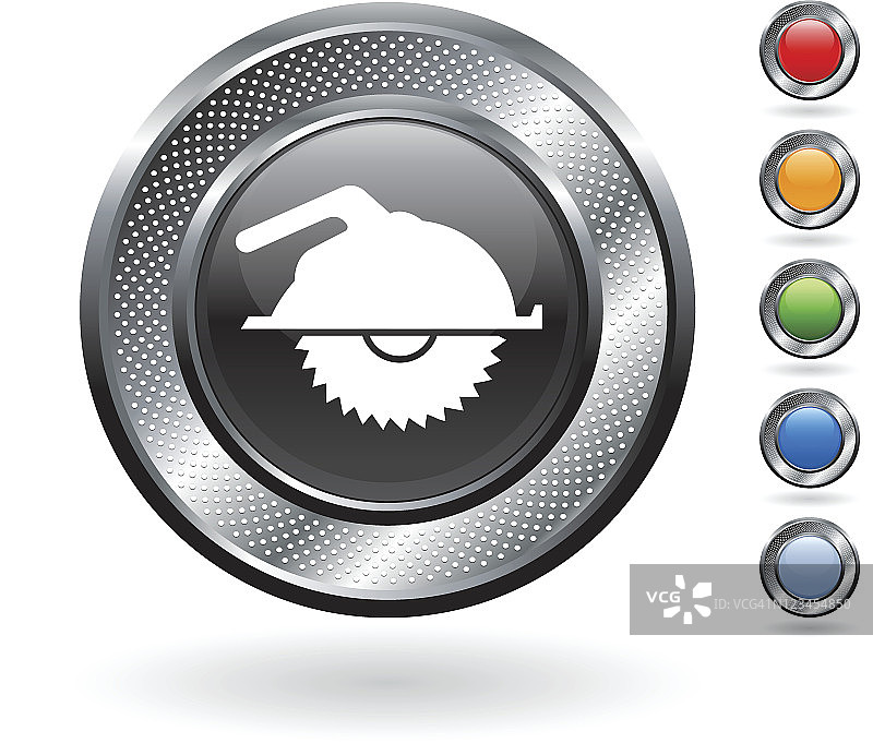 金属按钮上的圆锯矢量图图片素材