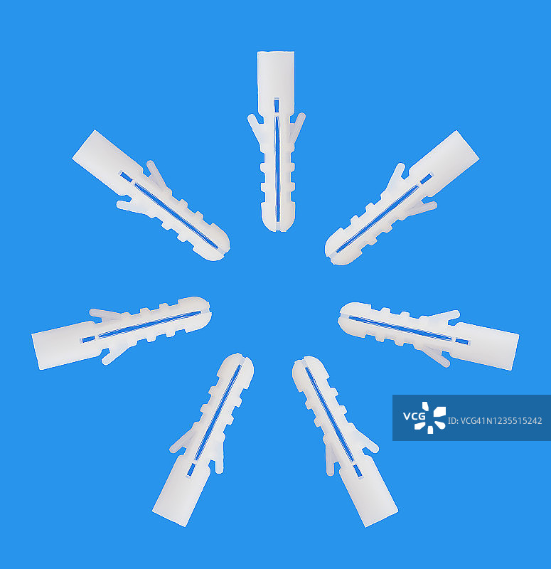 蓝色背景圆形螺栓特写图片素材