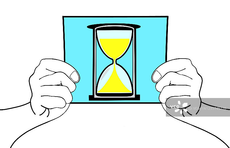 手持沙漏纸页图片素材