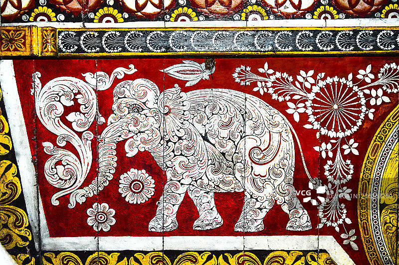 埃拉和班达拉维拉附近的多瓦拉贾玛哈维哈拉亚寺庙第一室的壁画图片素材