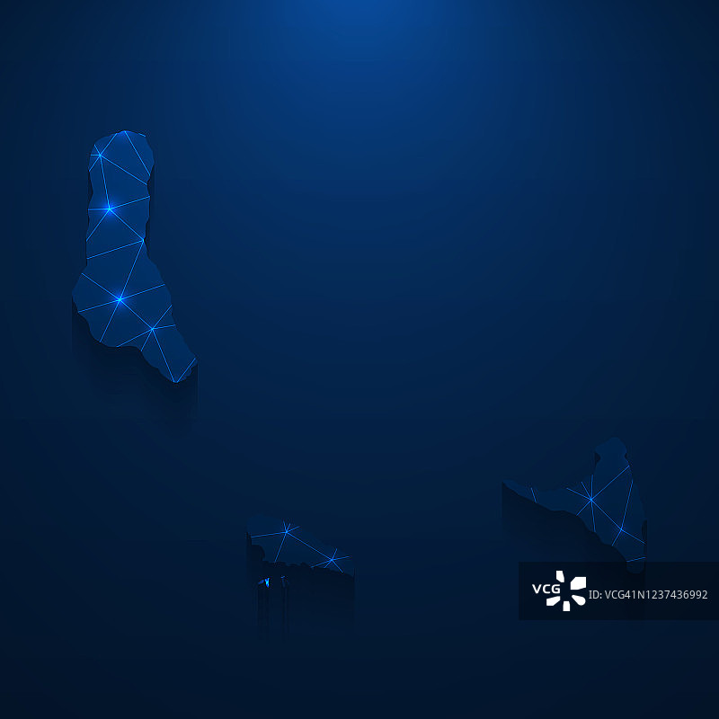 科摩罗地图网络——深蓝色背景上的明亮网格图片素材