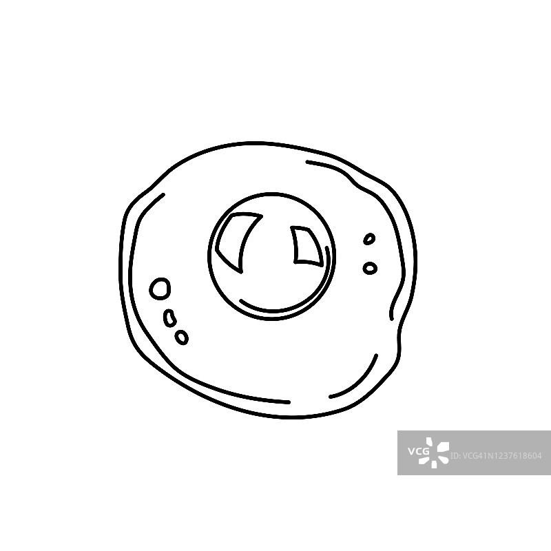细线风格的煎蛋早餐图标图片素材