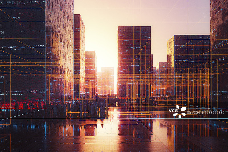 未来城市的人群图片素材