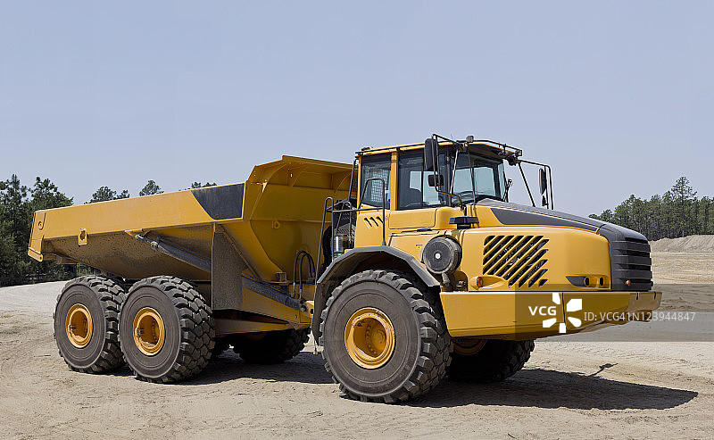 大型黄色自卸卡车图片素材