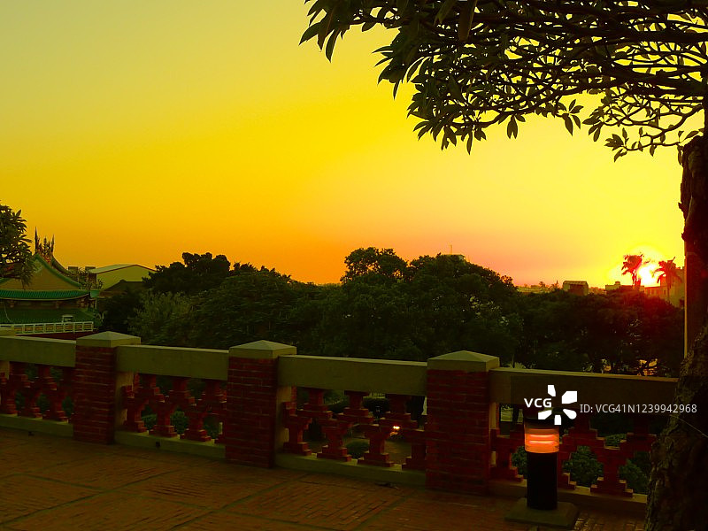 中国台湾安平古堡日落景色图片素材