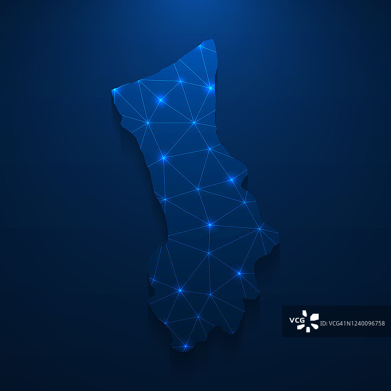 深蓝色背景上的明亮网格地图图片素材