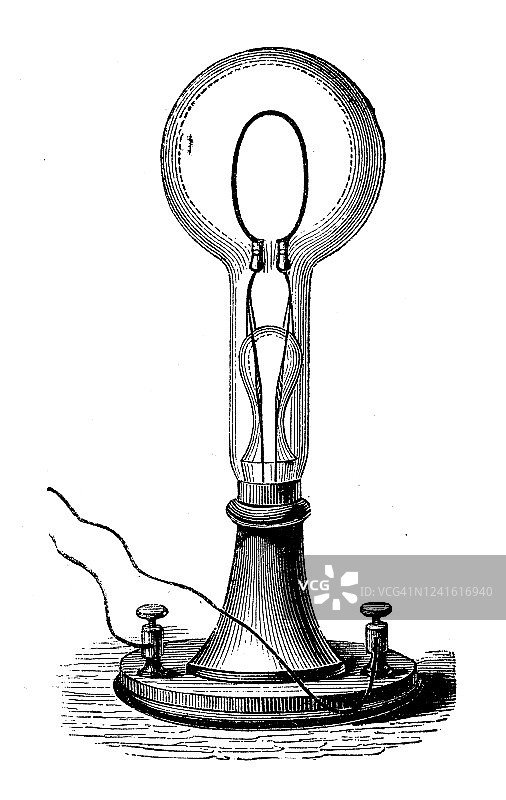 爱迪生灯泡电器古董插画图片素材