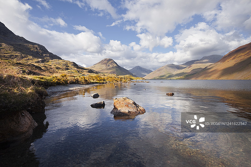 英国湖区国家公园的废弃水域和沃斯代尔图片素材