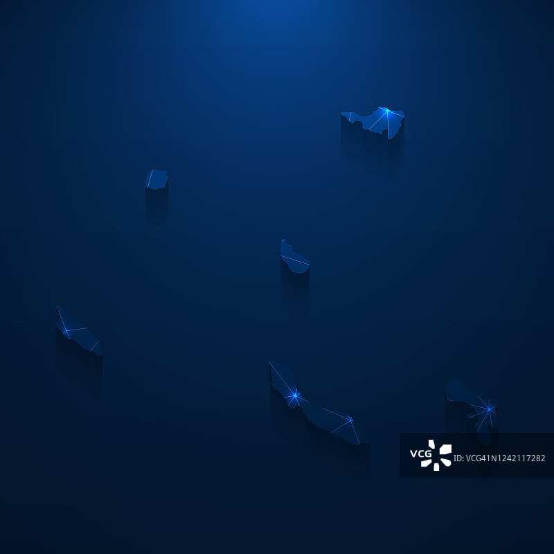 深蓝色背景上的荷属安的列斯地图网络图片素材