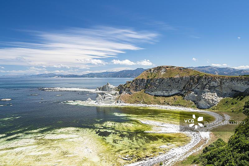 新西兰南岛坎特伯雷凯库拉半岛和凯库拉山脉图片素材