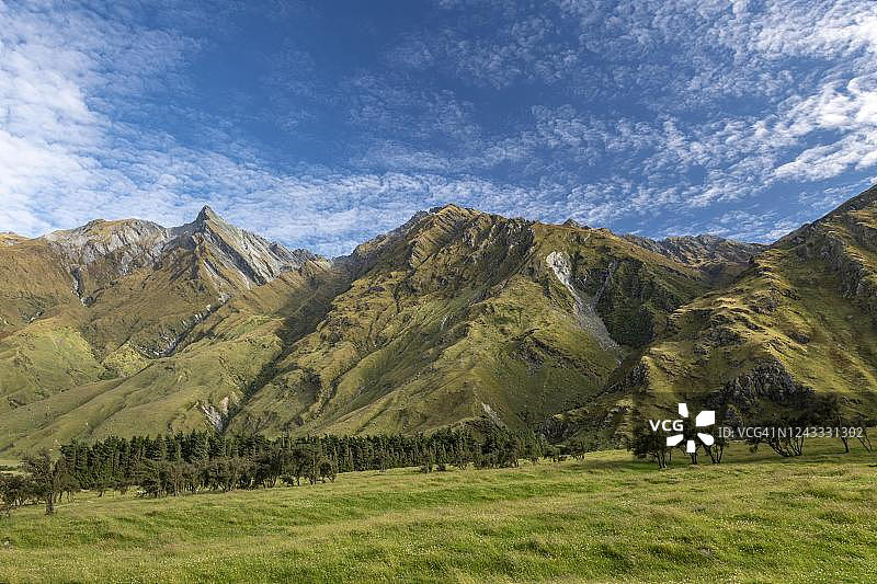 阿斯帕林山国家公园，罗布·罗伊冰川步道，新西兰奥塔哥南岛图片素材