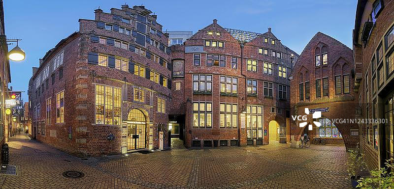 不来梅伯特彻街夜景图片素材