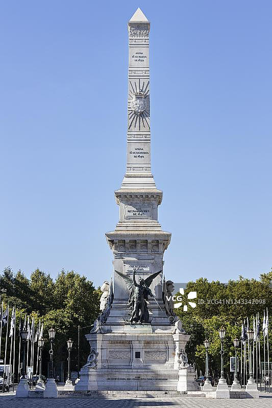 葡萄牙里斯本光复广场的光复战争纪念碑图片素材
