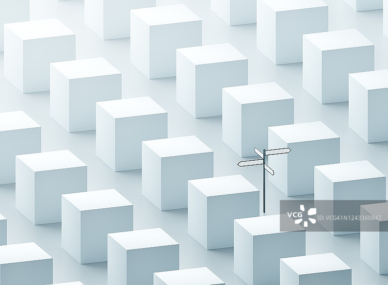 立方体阵列中的路标图片素材