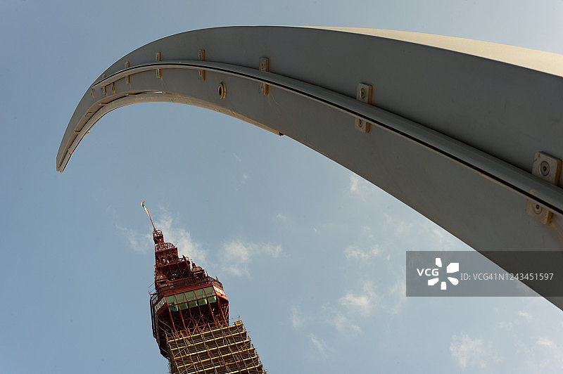 布莱克浦塔和海滨大道灯光图片素材