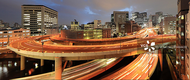 东京江户桥JCT夜景图片素材