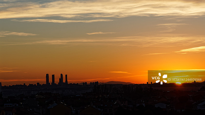 马德里日落时分的天际线图片素材