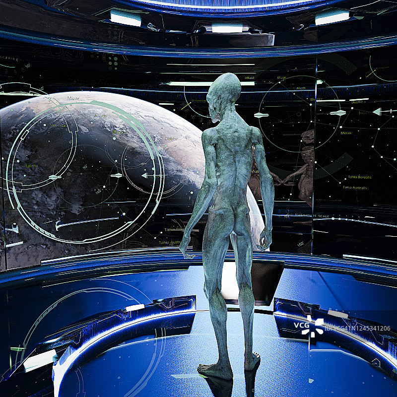 从宇宙飞船桥上看行星图片素材