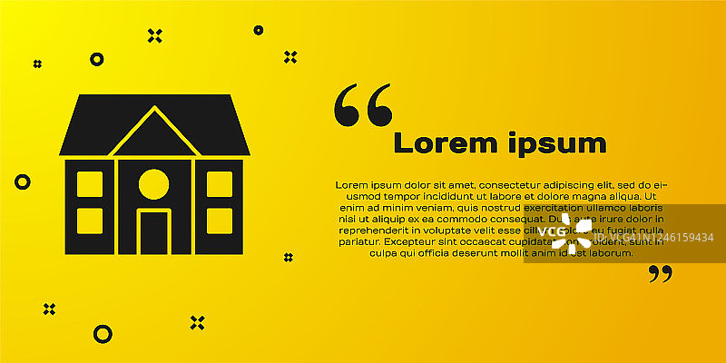 黄色背景上的黑色房屋图标图片素材