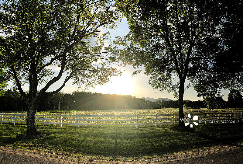 美国缅因州贝瑟尔的春天，美丽的草甸图片素材