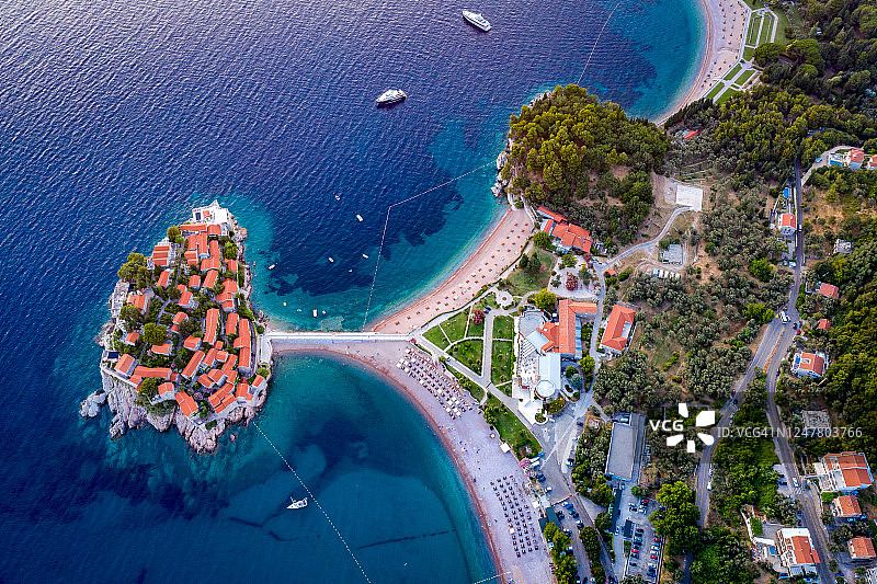 黑山布德瓦圣斯特凡岛航拍图片素材