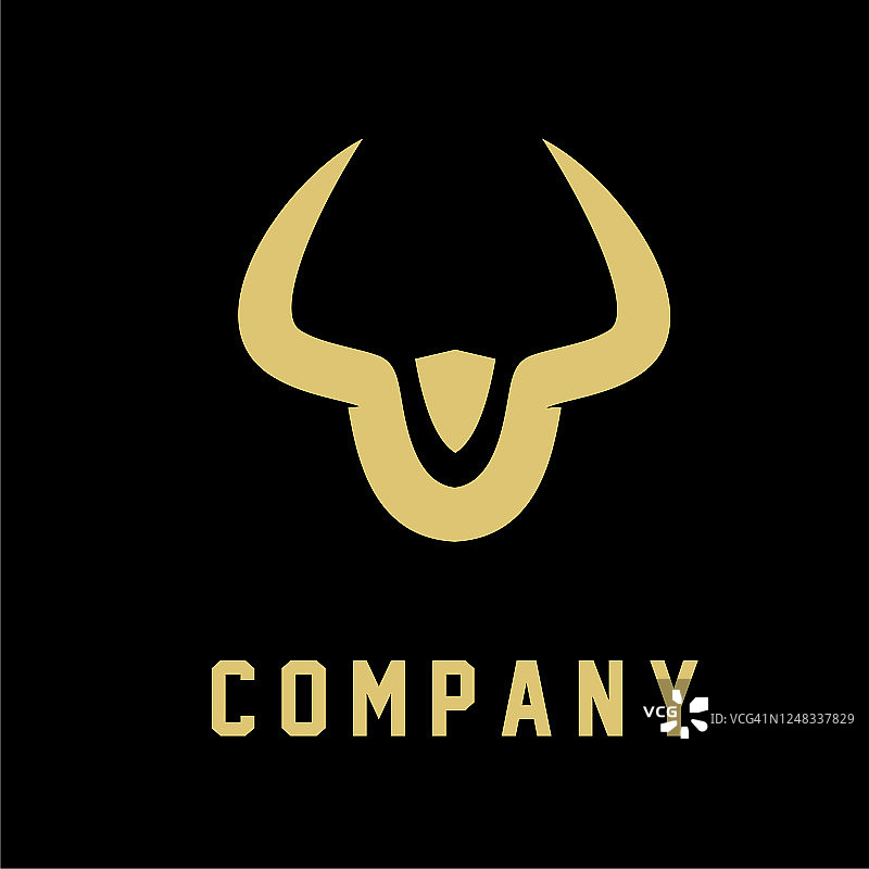 抽象的金色牛头标志设计图片素材