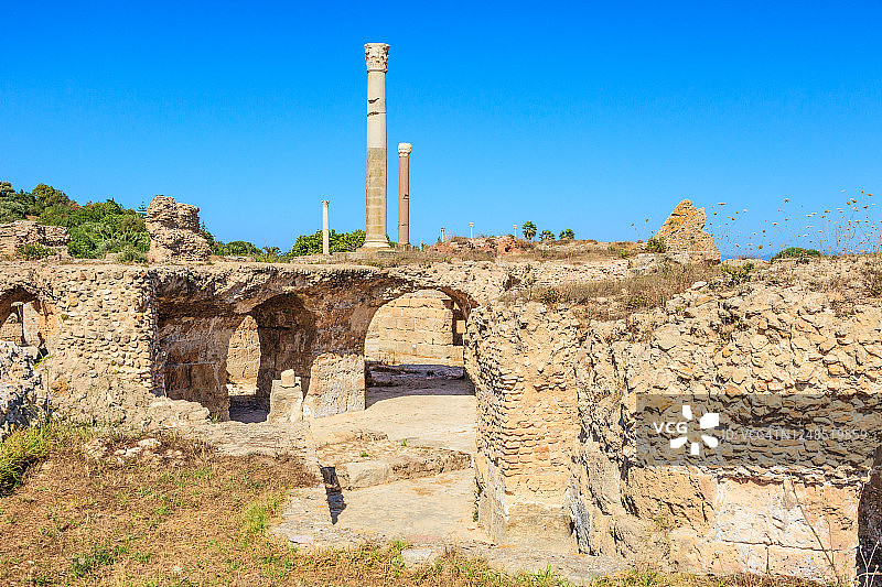 迦太基古遗址中的安东尼努斯浴场图片素材