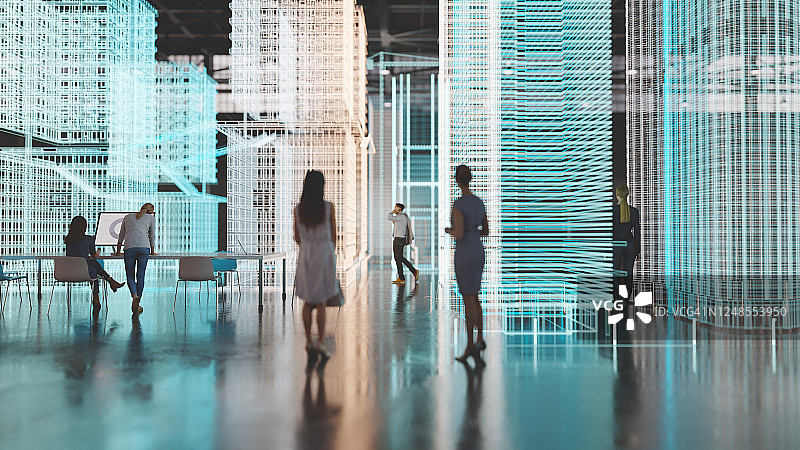 新建筑的增强现实模拟图片素材