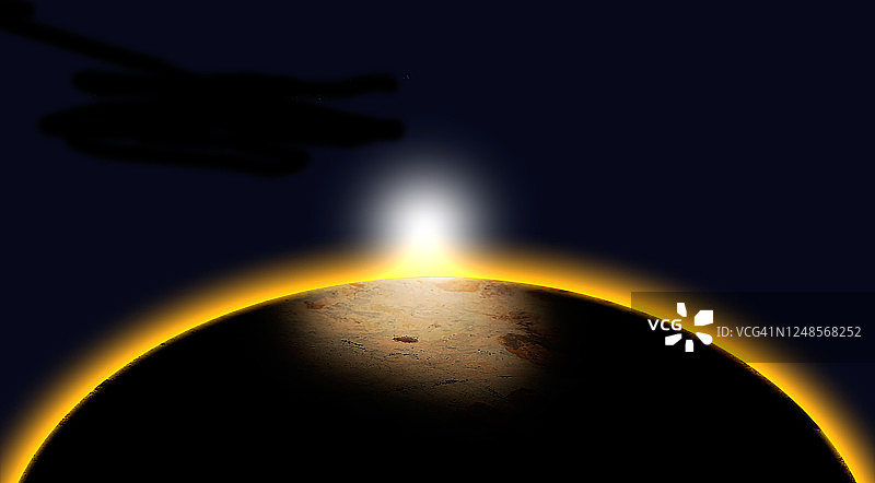 遥远宇宙中的外星球日出图片素材