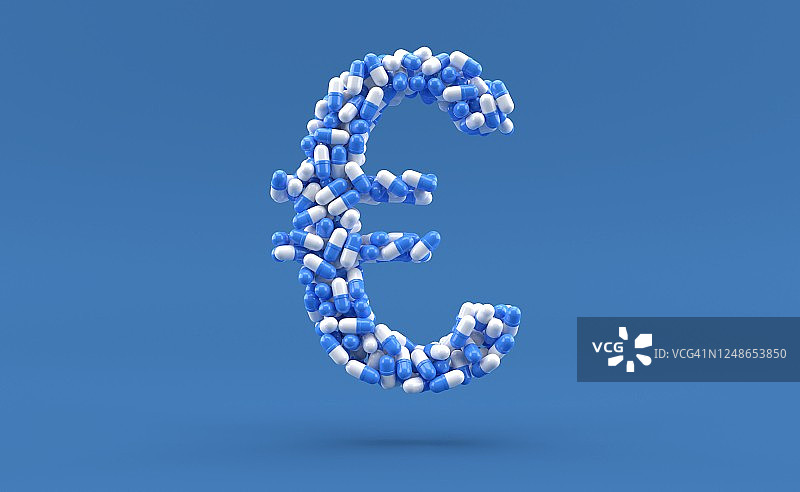 欧元符号中的药丸图片素材