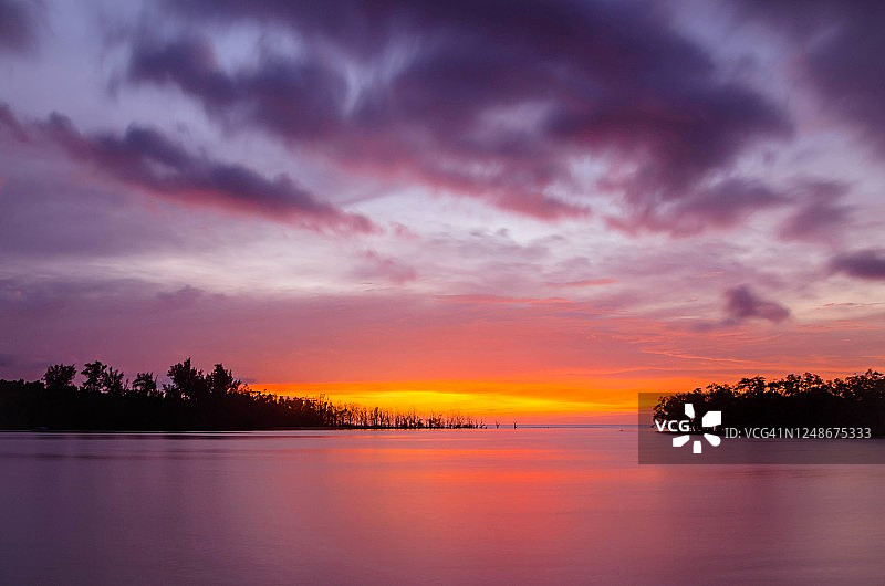 马来西亚沙巴州亚庇的日落色彩图片素材