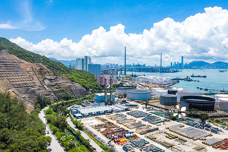 中国香港青衣油罐航拍图片素材