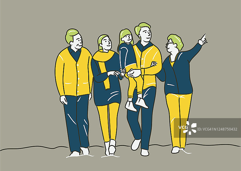 三代人一起散步图片素材