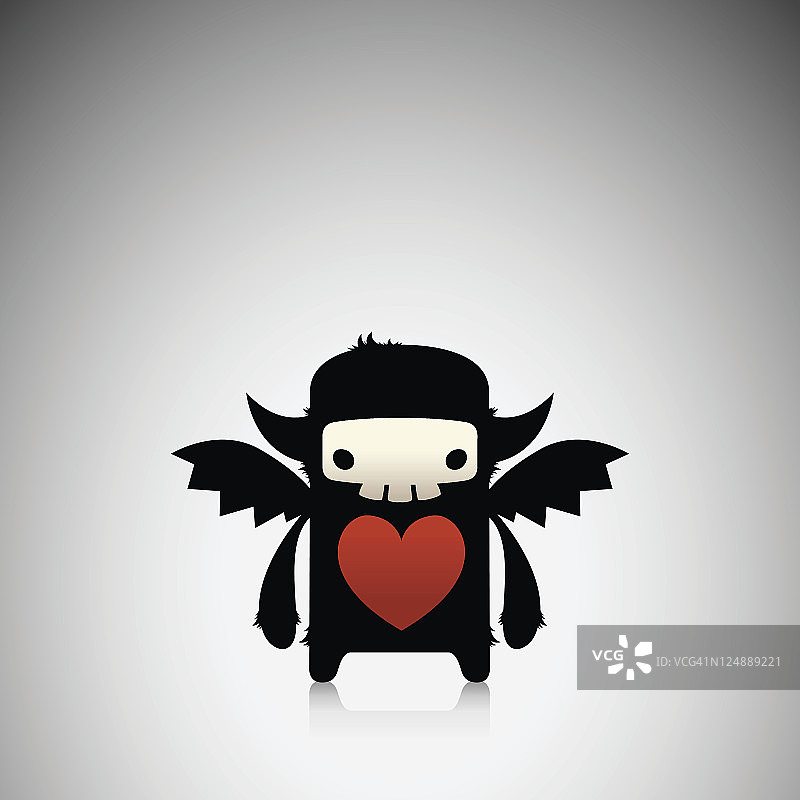 可爱的黑暗情感骷髅恶魔心脏角色图片素材