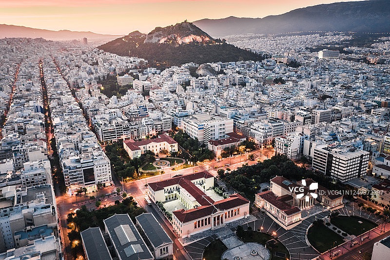 雅典国家图书馆、雅典学院和雅典大学中心大楼图片素材