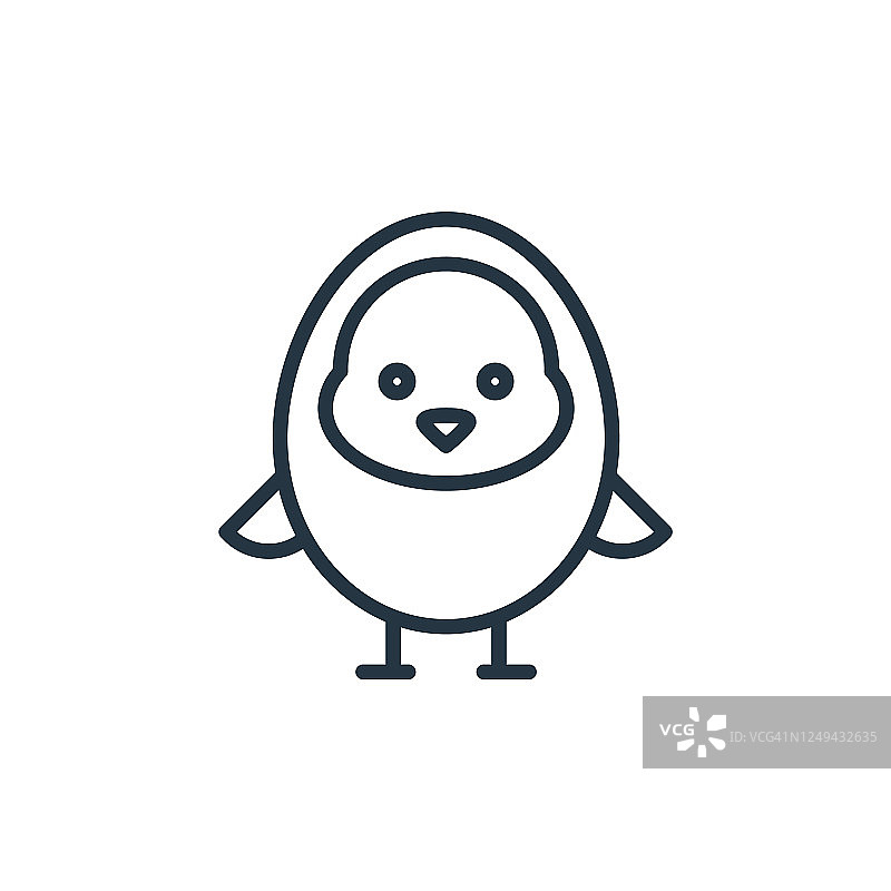 小鸡矢量图标：可编辑线条，适用于网页、移动应用、logo和印刷媒体的线性符号。图片素材