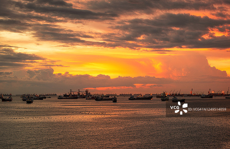 油轮货船航拍俯视图图片素材