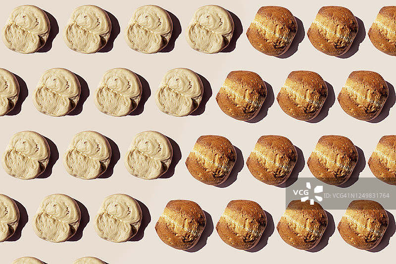 生面团和烘焙面包行图案图片素材