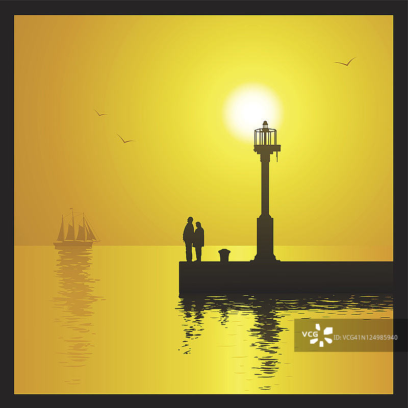 日落时分的灯塔图片素材