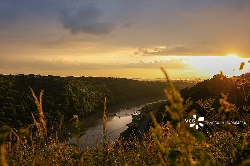 埃文茅斯埃文河利伍兹日落图片素材