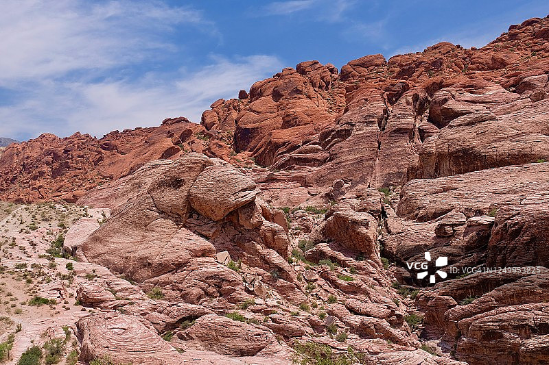 内华达州拉斯维加斯红石峡谷的独特彩色景观图片素材