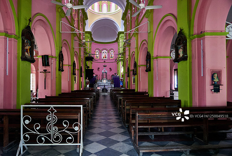 印度昌德纳格尔圣心教堂内部图片素材