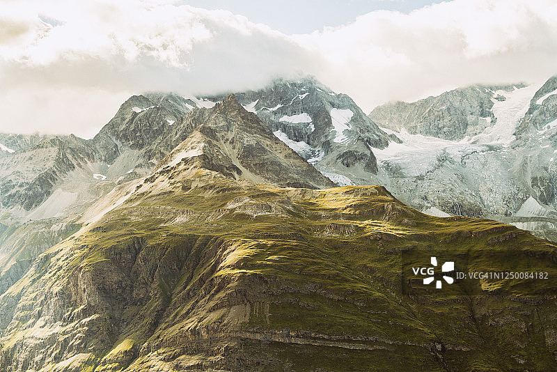 采尔马特戈尔内格拉特冰川和阿尔卑斯山航拍景观图片素材