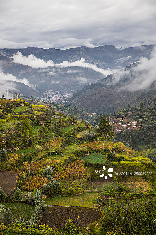秘鲁胡宁省塔马上方的农业梯田，南美洲图片素材