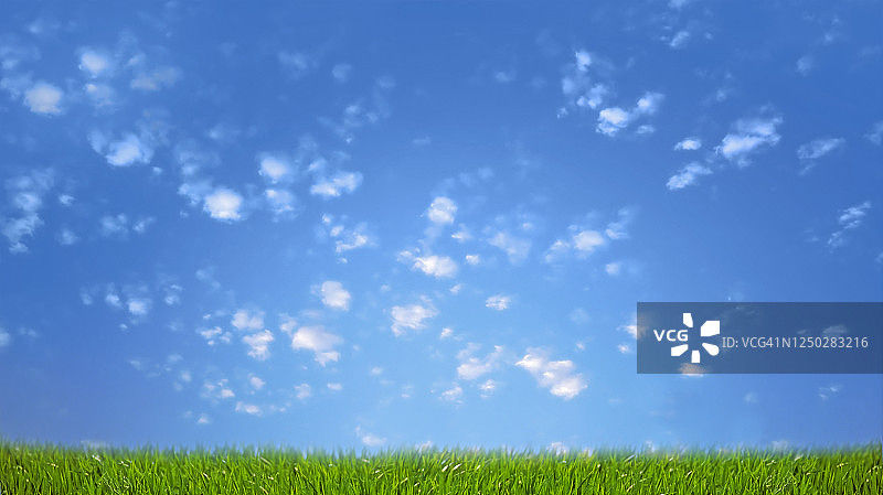 草坪上的多云天空特写图片素材
