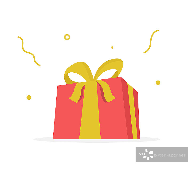 红色礼品盒扁平设计图片素材