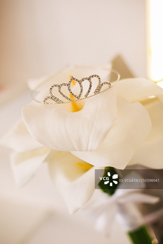 美丽马蹄莲上的水晶皇冠图片素材